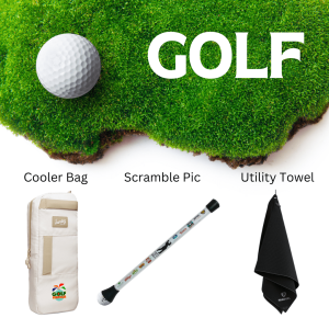 Golf. Cooler Bag, Scramble Pic and Utility Towel Items