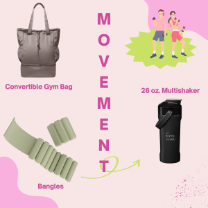 3 Products of Movement for April Lookbook - Gym Bag, Bangles and a 24ox Shaker