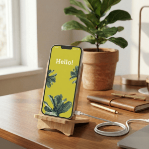 FSC® Bamboo Wireless Charger & Phone Stand - sustainable tech